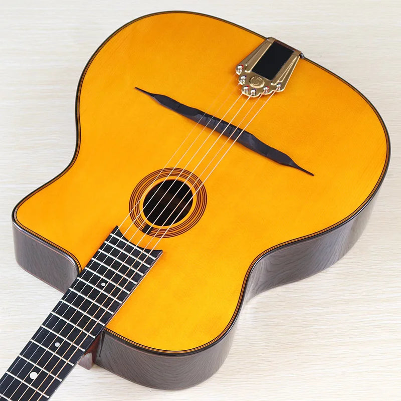 41 Inch Django Guitar Spruce Wood Top Gypsy Swing Acoustic Guitar Natural High Gloss Finish 6 String Folk Guitar Jango