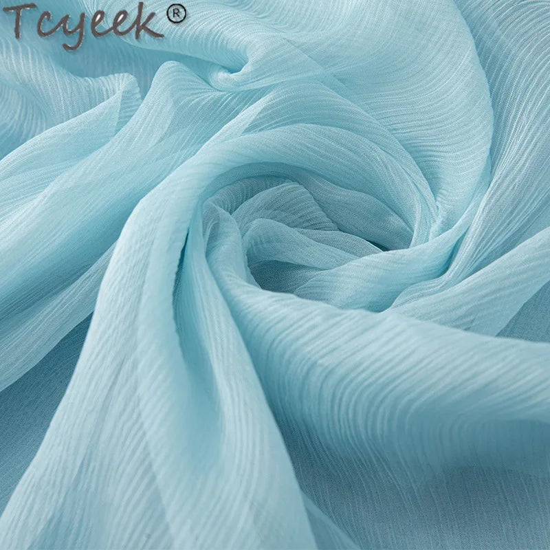 Tcyeek 100% Mulberry Silk Dress Women Clothes Fashion Summer Dresses 2024 Elegant and Pretty Women's Dresses Waist Vestido Mujer