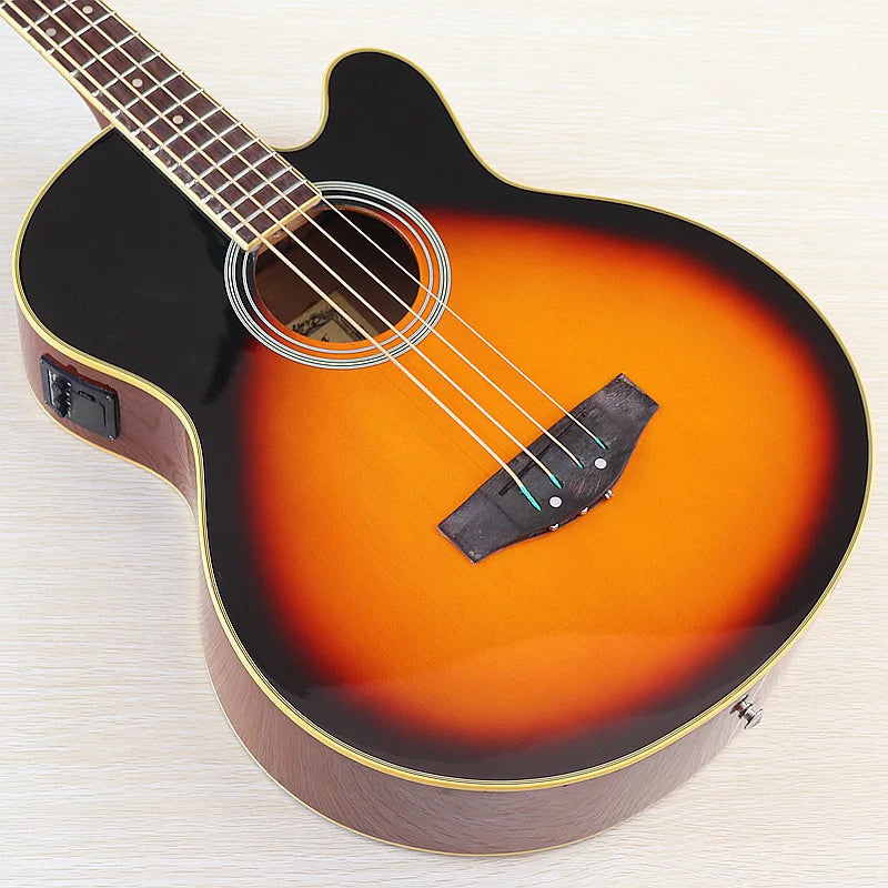 Acoustic Electric Bass Guitar 4 String High Gloss Acoustic Bass 43 Inch Natural Color Black Color Cutaway Bass Guitar with EQ