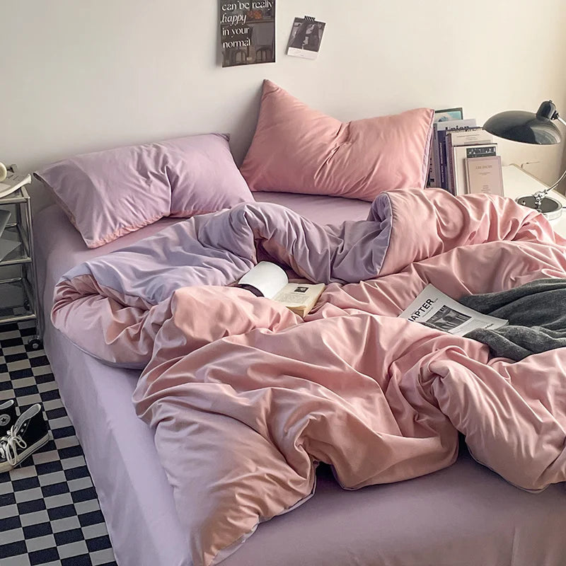 Solstice Home Textile Solid Color Dark Blue Bedding Set Boys Girl Child Adult Woman Flat Bed Sheet Duvet Cover Pillowcase Sheet