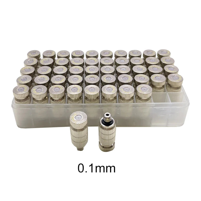 High Quality 50pcs High Pressure Brass Fog Mist Nozzle Fogging Spray Head 10/24 Male Threaded 0.1-0.8mm Orifice Fog Nozzles