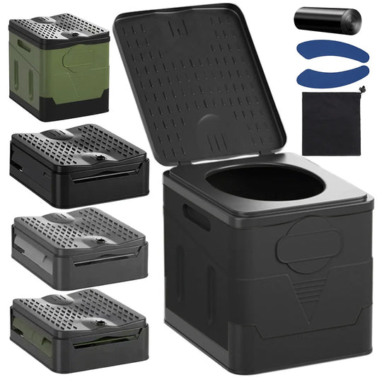 Portable Folding Toilet for Camping Travel Folding Car Emergency Toilet with Cover Seat Toilet Reusable Toilet for Adults Kids