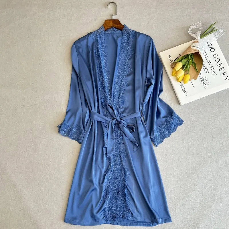 Wedding Bridesmaid Team Pajamas Set Lace Patchwork Home Clothes Ice Silk Pyjamas Suit Women Sleepwear Sexy Cami Top&pants