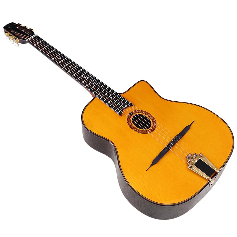 41 Inch Django Guitar Spruce Wood Top Gypsy Swing Acoustic Guitar Natural High Gloss Finish 6 String Folk Guitar Jango