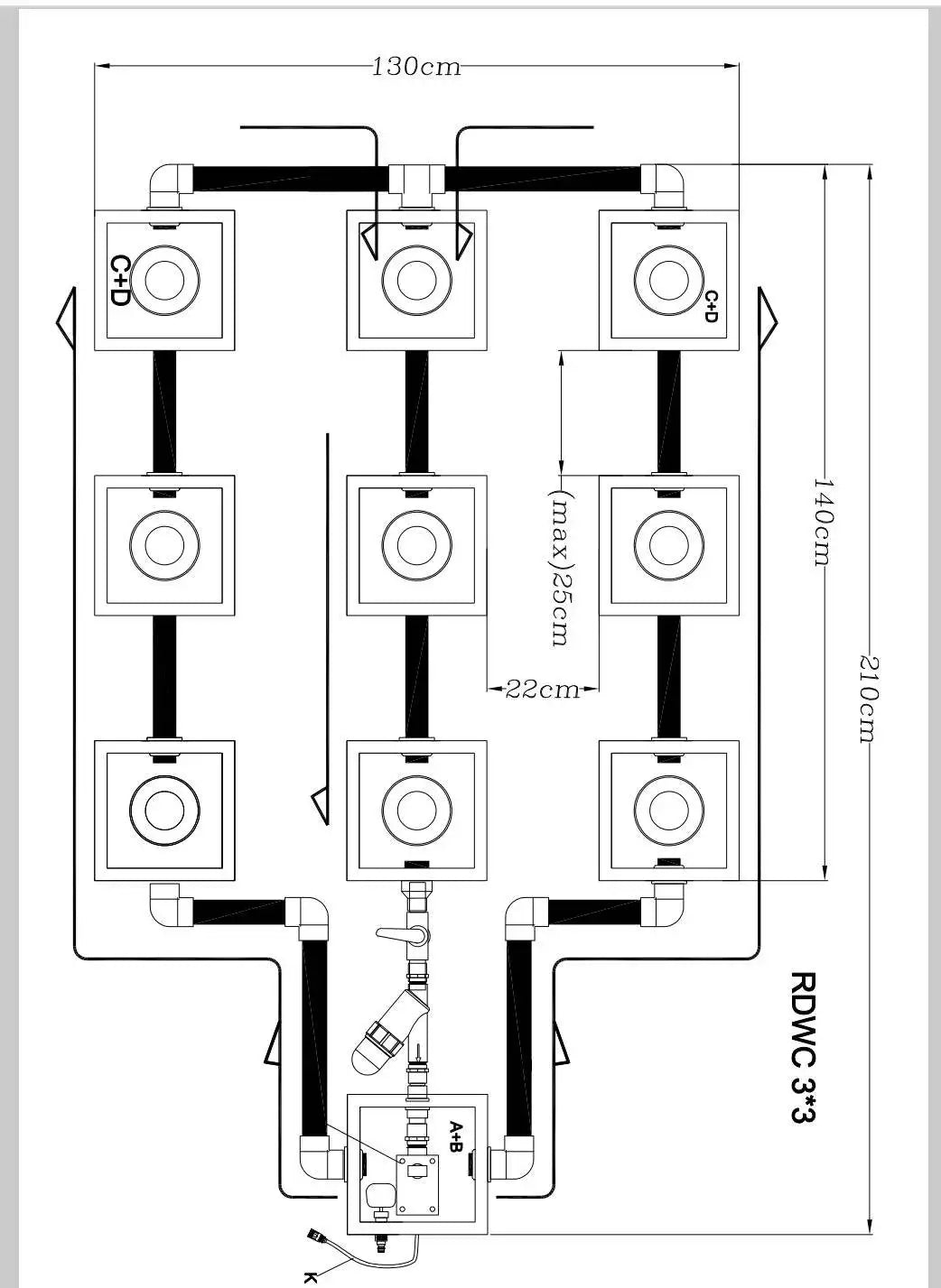 9pcs Recirculating aeroponics system 5 gallon growing hydroponics bucket system