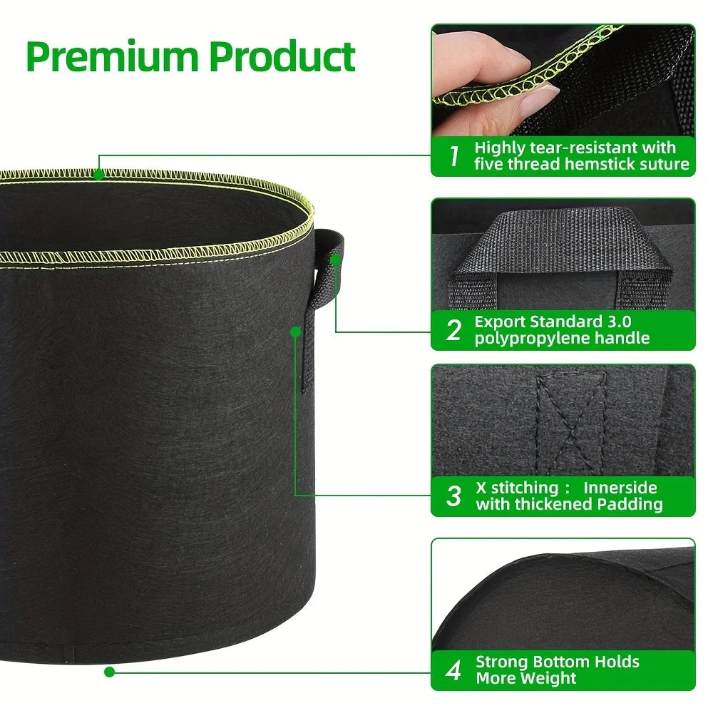 5Pcs 1/5/7/10/15/20 Gallon Planting Bucket Planting Bag Seedling Bag Handles Grow Bag Fabric Garden Potato Planting Pots