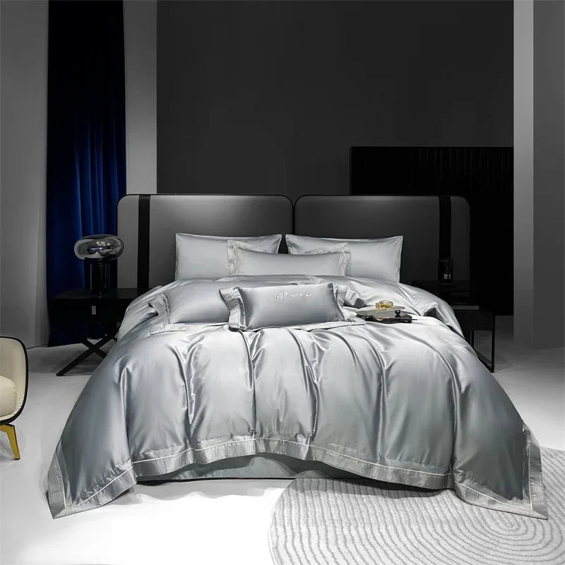 2000TC Egyptian Cotton Bedding Set Luxury Jacquard Duvet Cover Set with Sheet Silver gray Comforter Covers Pillowcases Bed Linen