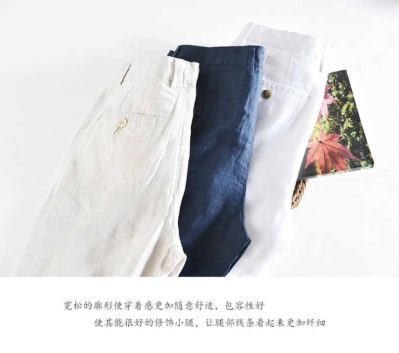 Top Selling Product In 2023 Spring Summer New Fashion 100% Linen Casual Pants Men Clothing Loose Straight Oversize Trousers