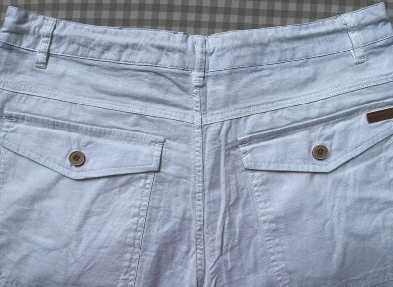 Designer new linen shorts men casual beach short men brand wild leisure solid Cargo shorts for men bermuda masculina bermudas