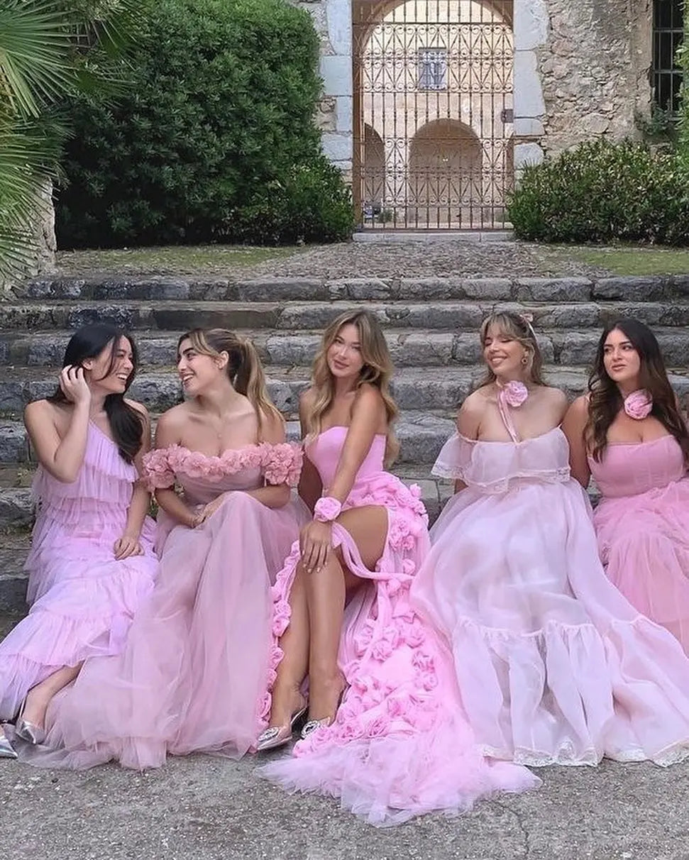 Sharon Said Custom Made Chic Baby Pink 3D Flowers Mermaid Evening Dress Elegant Sweetheart Side Slit Sexy Girls Party Gown SF009