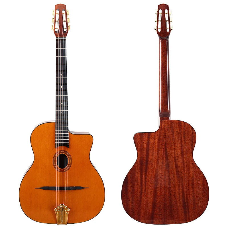 41 Inch Django Guitar Spruce Wood Top Gypsy Swing Acoustic Guitar Natural High Gloss Finish 6 String Folk Guitar Jango
