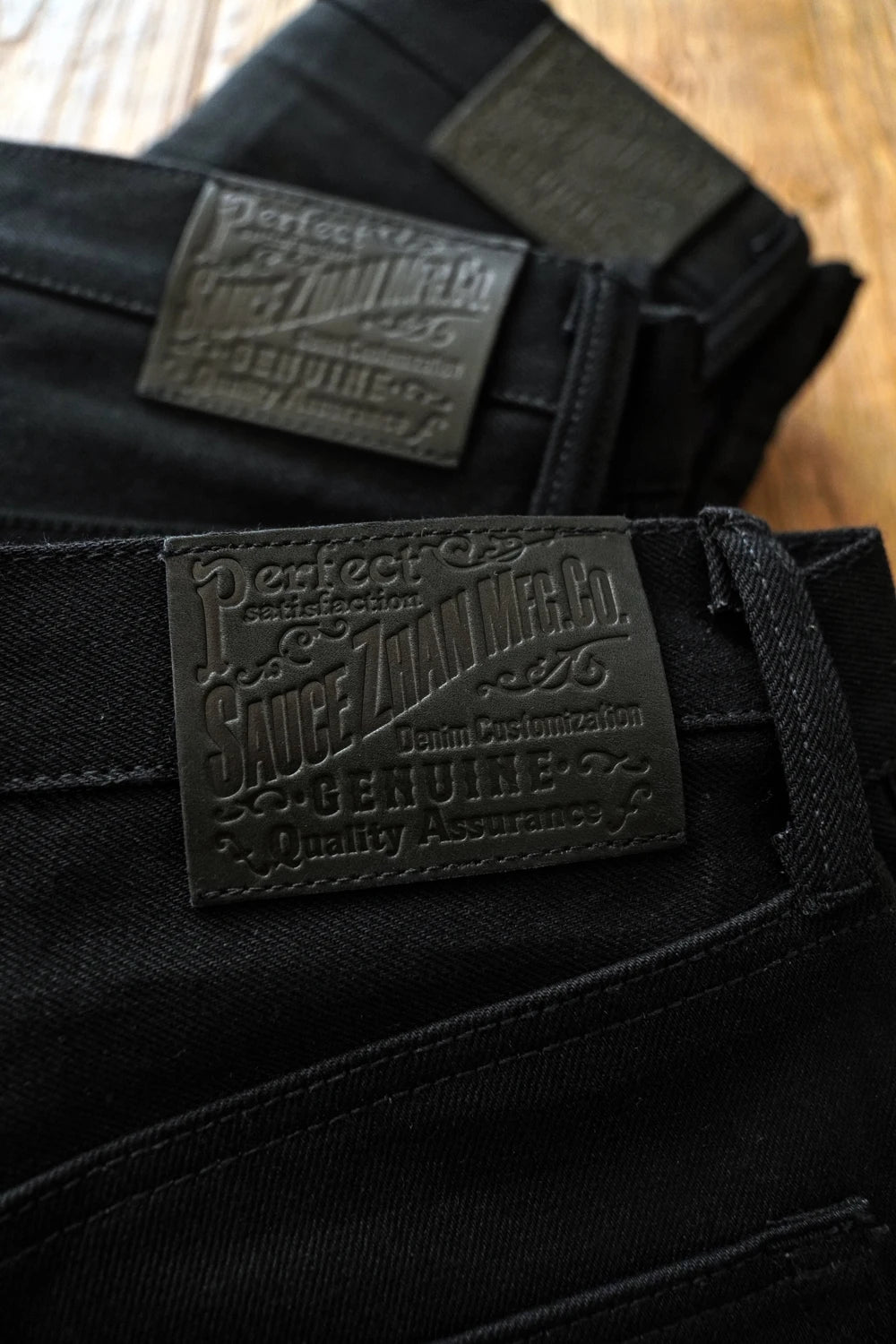 Sauce Zhan SZ6601-BL Mens Jeans Black Jeans Double-sided Dyeing Sanforized Selvedge Denim Jeans  16 Oz Regular Fit