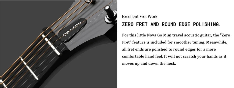 Enya Nova Go Mini Carbon Fiber Acoustic Guitar 1/4 Size Travel Acustica Guitarra w/Beginner Kids Starter Bundle Kit of Thickened