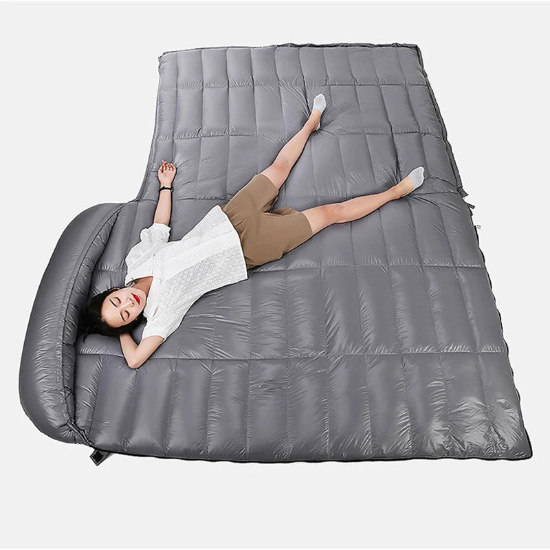 2 Person White Goose Down Filled Camping Or Home Sleeping Bag Thin Suitable For Warm Weather Size 220 X 130cm Large Space