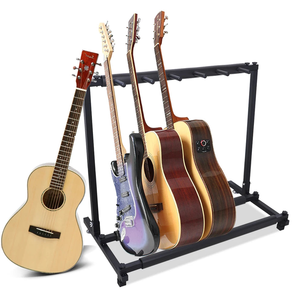 Guitar Stand Multiple 5 Compartments for Acoustic Guitar, Western Guitar  Electric Guitars Multiple Guitar Stand with Rubber Pa