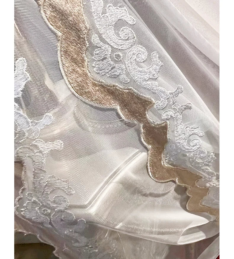 Red Gilded Jacquard Thickened Chenille Patched Curtains for Living Room Bedroom French Window Villa Customization Valance