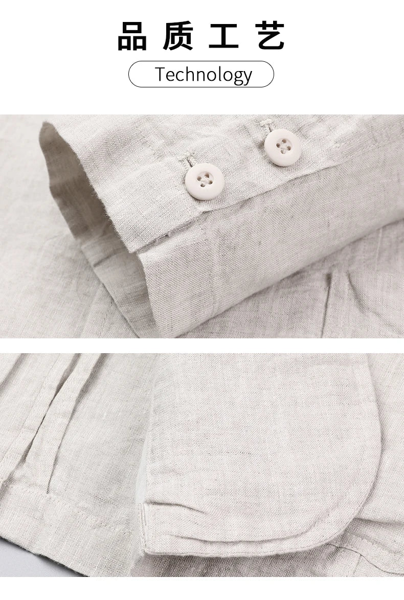 Spring Summer 2024 new high-quality men's fashion handsome linen suit Thin men's coat fabric composition 100% linen  blazer