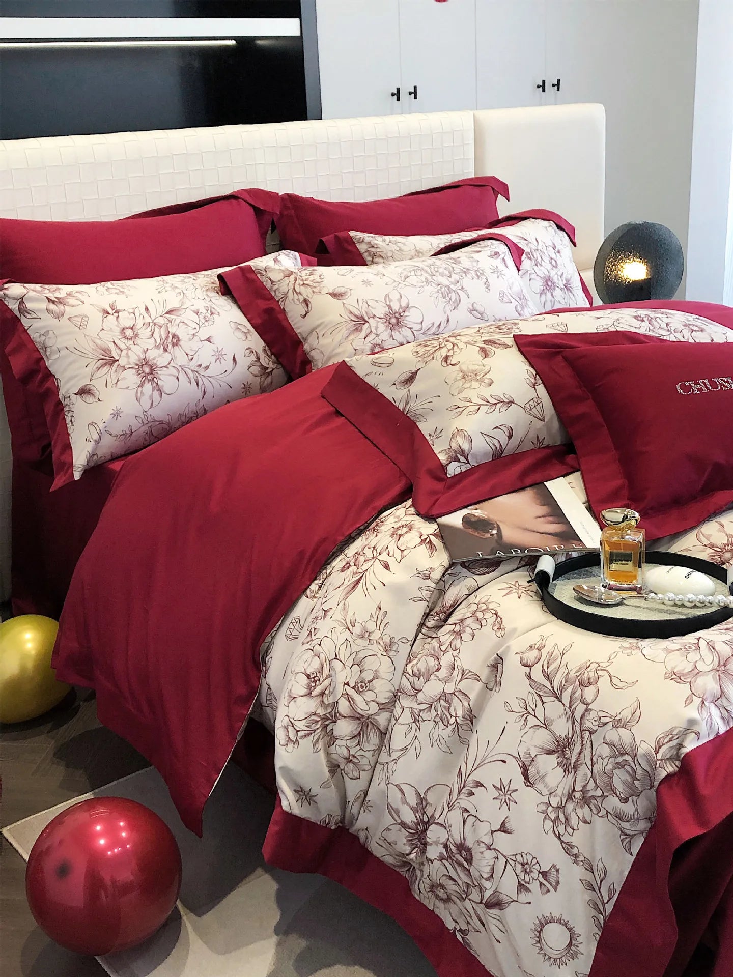 100S Egyptian Cotton Bedding Set Wedding Queen King Double Size Digital Printing  Bed Linens Duvet Cover Set Sheet Pillowcase