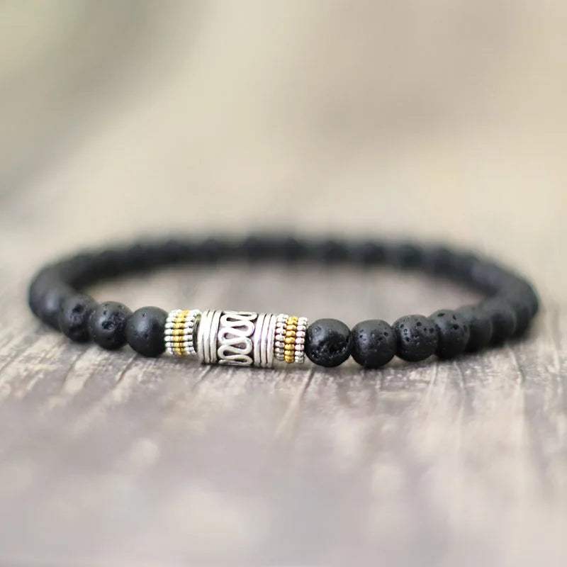 Minimalist 6mm Natural Stone Bracelet Unisex Sanskrit Yoga Meditation Beaded Braclet Lucky Red Braslet Tibetan Buddhist Pulseira