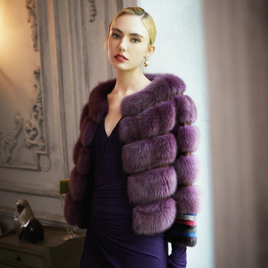 Women's Fur Coat 2223 Trend Natural Fur Long Mink Purple Fashion Outerwear Jackets Trench Coats New In Outdoor Clothes Clothing