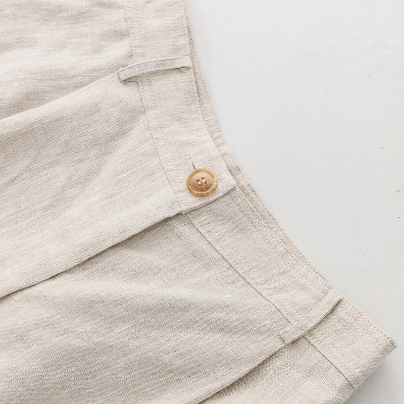 2024 Summer 100% Linen Women'S Shorts Casual High Waist Wide Leg Button Up Elegant Ol Short Pants Femme