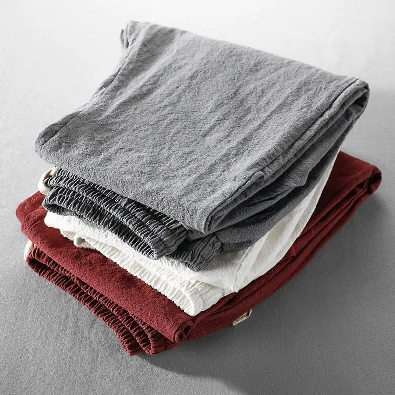 Fashion New In Sale Trousers for Men Cotton Linen Wrinkle Black Summer Casual Pants Man Korean Style Aesthetic Stylish Trend Y2k