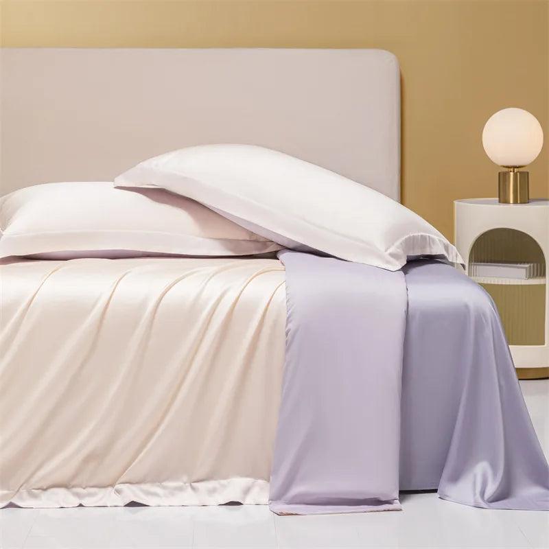 160 Lenzing Tencel four-piece Tencel summer solid color high-grade ice silk bed sheet quilt cover bedding