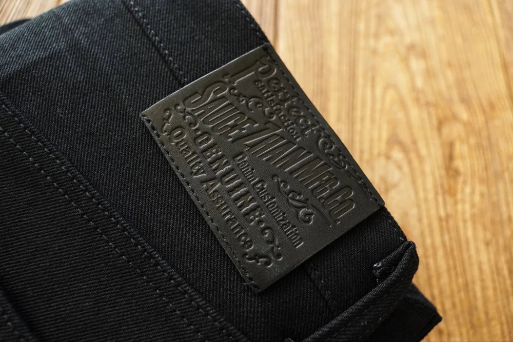 Sauce Zhan SZ6601-BL Mens Jeans Black Jeans Double-sided Dyeing Sanforized Selvedge Denim Jeans  16 Oz Regular Fit