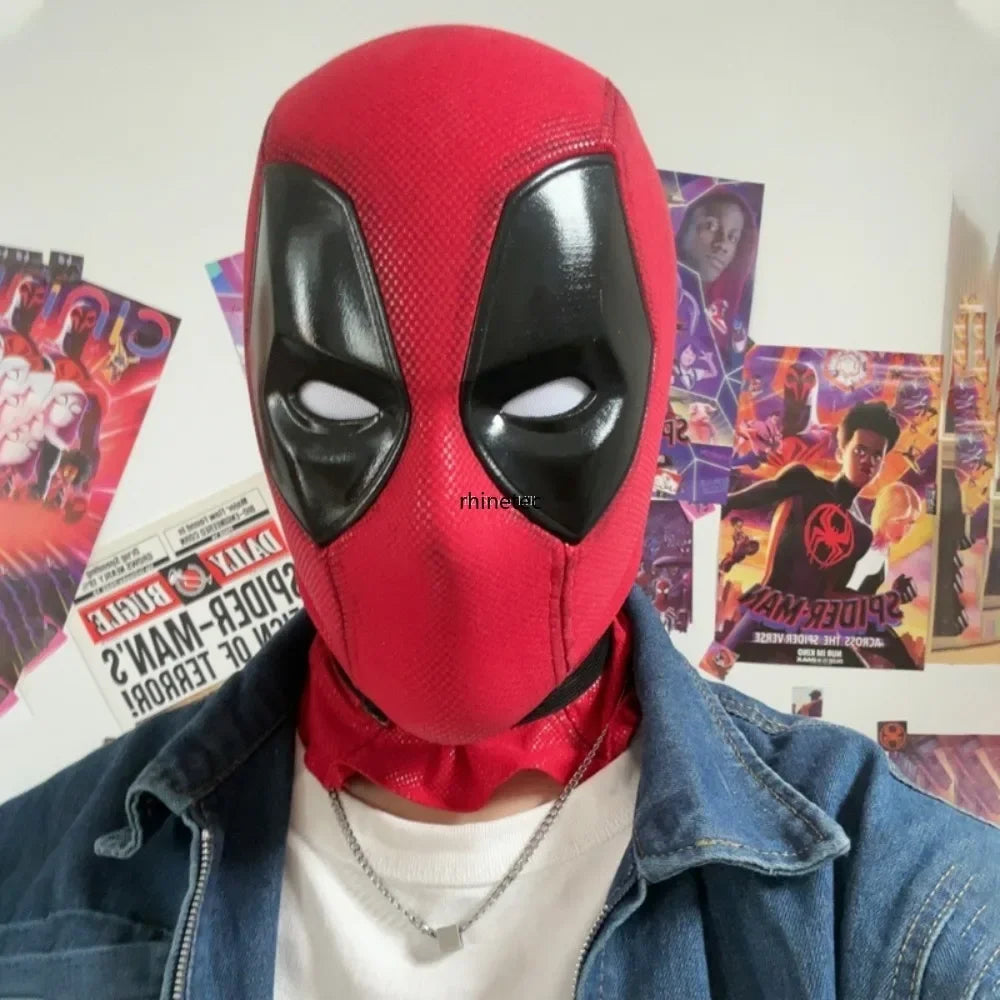 Marvel Deadpool Mask with 3D Screen Printed Fabric & 1 Pair of Magnetic Normal Eyes Halloween Cosplay Costume for Birthday Gift