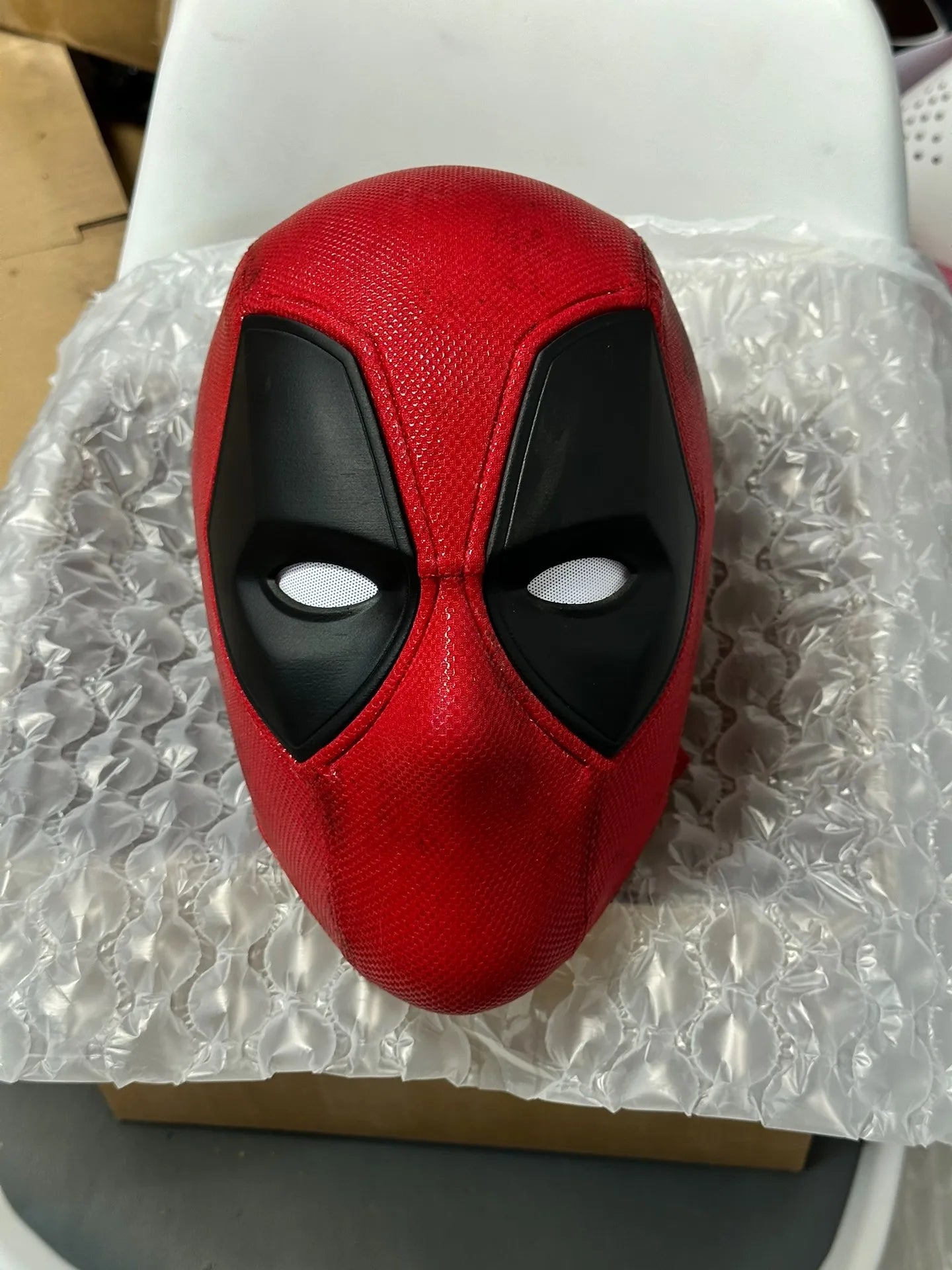Marvel Deadpool Mask with 3D Screen Printed Fabric & 1 Pair of Magnetic Normal Eyes Halloween Cosplay Costume for Birthday Gift