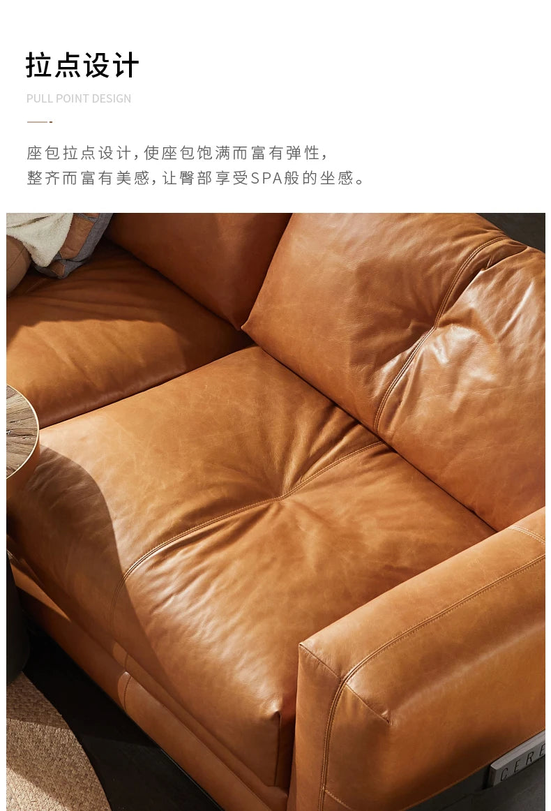 YY Post-Modern Simple Retro Oil Wax Skin Full Leather Sofa Living Room Sofa