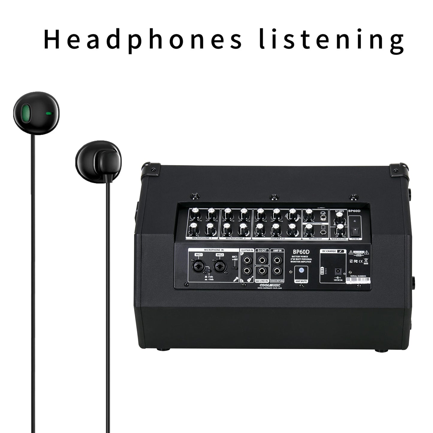 Coolmusic BP60D OTG Professional Electric Acoustic Guitar Amplifier Violin Speaker Drum Cello AMP Keyboard Bass Saxophone
