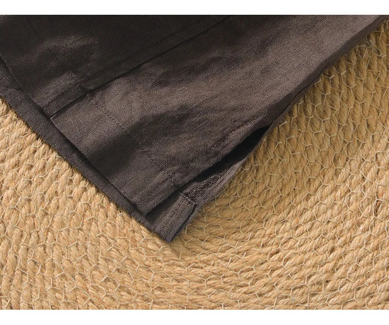 Summer New 100% Linen Short Sleeve T Shirt for Men Casual Thin Solid Color Slim Men Clothing BL998