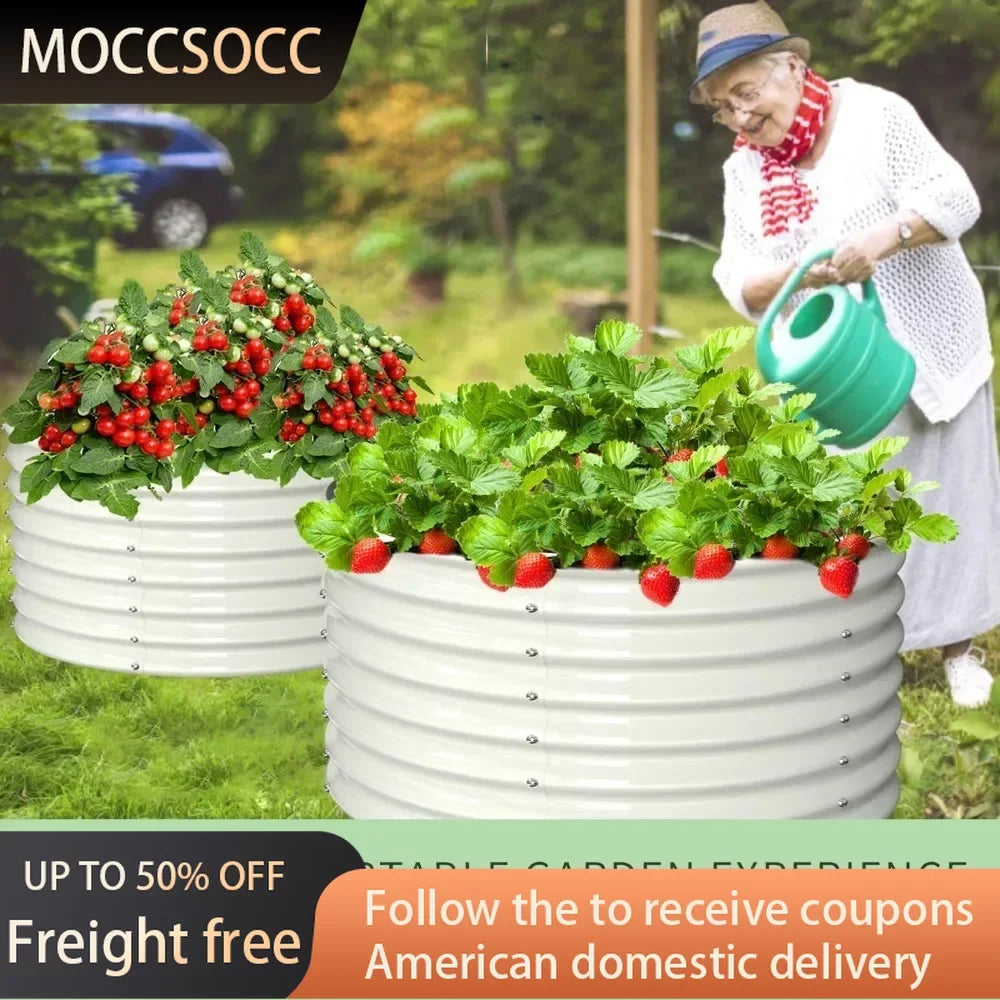 2-Pack 3FT(D) X2FT(H) Round Galvanized Metal Raised Garden Bed Outdoor for Vegetable Decorative Flower Pots and Planters Materas