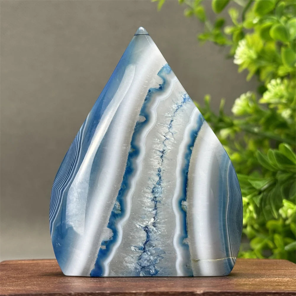 Natural Blue Agate Free Shape Torch Reiki Healing Spiritual Meditation Witchcraft Warding Off Evil Feng Shui Home Decor Gift