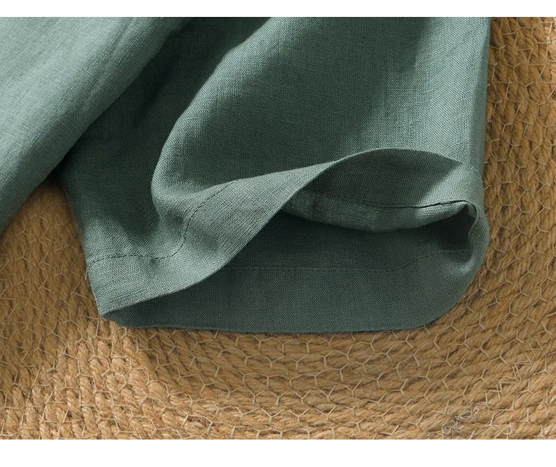 Summer New 100% Linen Short Sleeve T Shirt for Men Casual Thin Solid Color Slim Men Clothing BL998