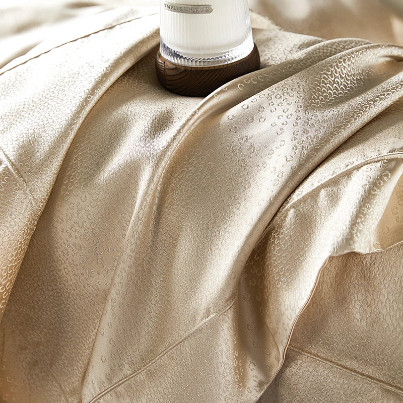 Luxury Silver Gray gold Satin Jacquard Bedding Set 1000TC Egyptian Cotton Queen King Size Duvet Cover Set Bed Sheet Pillowcases