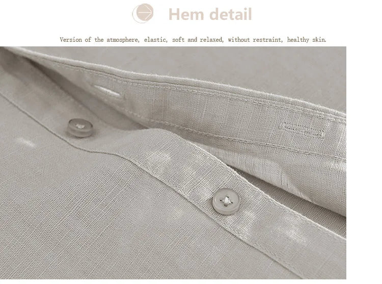 Fengbaoyu Linen Summer Men's Short Sleeves Lined with Middle-aged Casual White Vertical Collar Shirt Large Size 150KG 5XL Blouse