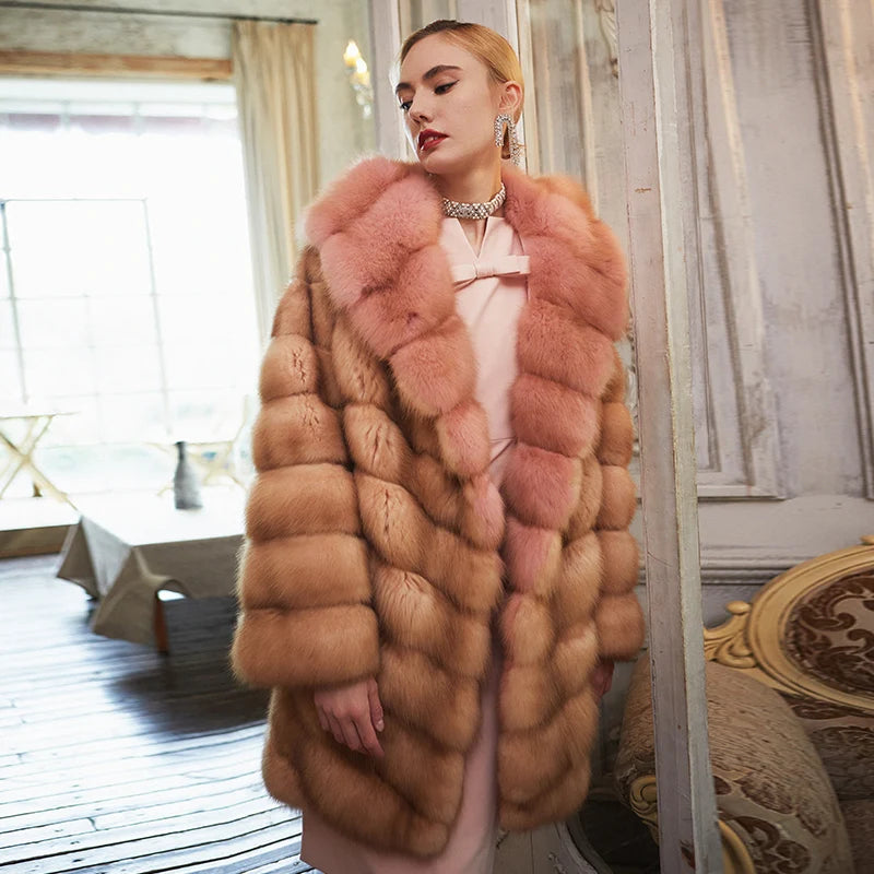 Women's Fur Coat 2223 Trend Natural Fur Long Mink Detachable Outerwear Jackets Trench Coats New In Outdoor Clothes Clothing Free