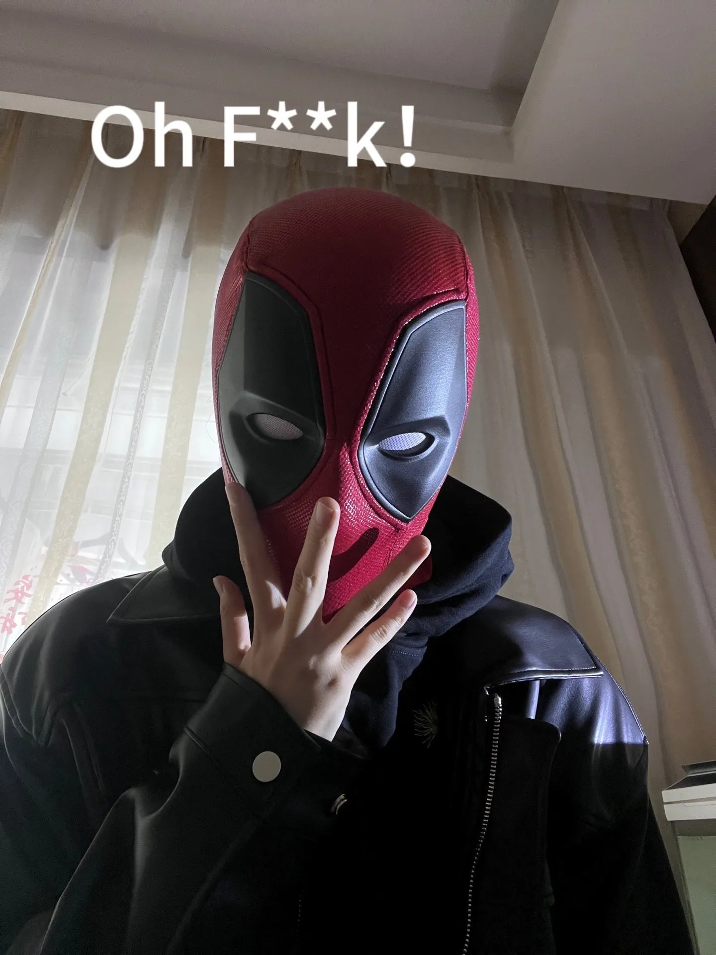 Marvel Deadpool Mask with 3D Screen Printed Fabric & 1 Pair of Magnetic Normal Eyes Halloween Cosplay Costume for Birthday Gift