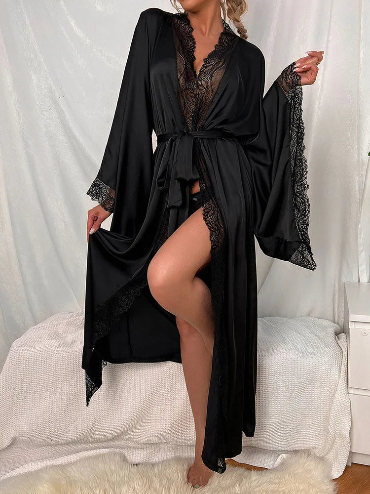 Sexy Nightwear Women Bathrobe Sleepwear Nightgown Robe Night Dress Sleep Night Clothes Dresses Home Wear For Women Satin Pajamas