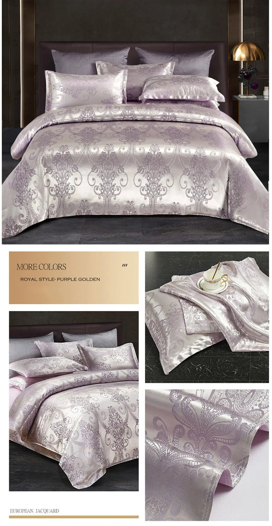 WASART Satin rayon jacquard white duvet cover couple 2 people double bed quilt cover bedding set queen king size comforter set