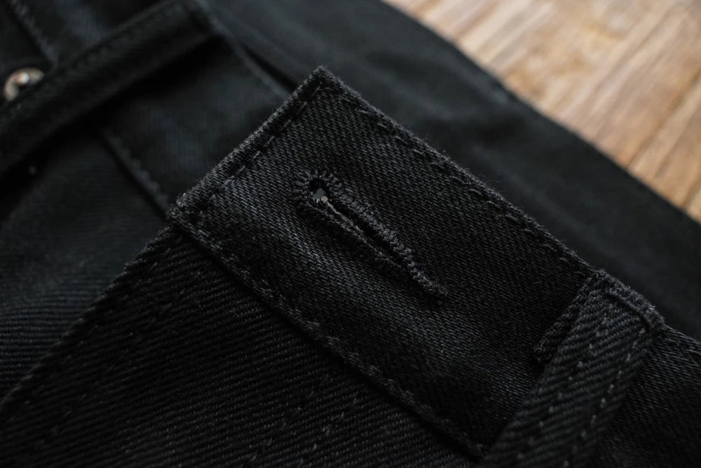 Sauce Zhan SZ6601-BL Mens Jeans Black Jeans Double-sided Dyeing Sanforized Selvedge Denim Jeans  16 Oz Regular Fit