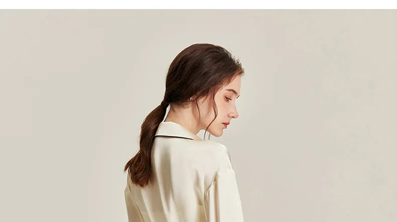 BirdTree 6A 19MM 100%Real Silk Satin Night Robe, Women Notched Neck Sash, Elegant Simple Pajama Robe, 2024 Spring Fall P469122QM