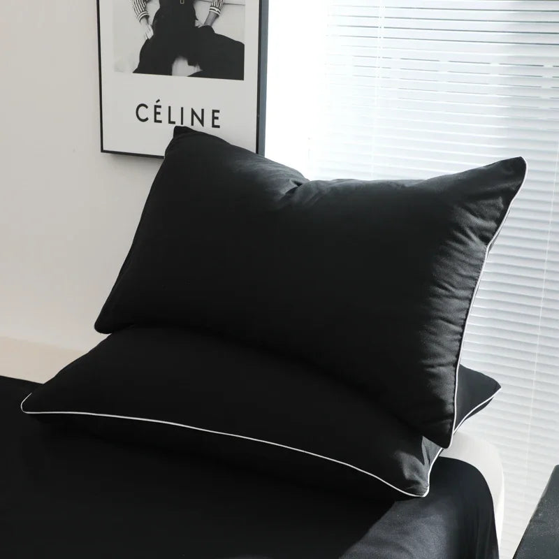 Black Color Bedding Set For Adults Simple Style Double Bed Sheet Sets Single/Queen/king Bed Cover Full Set Plain Bedding 이불세트