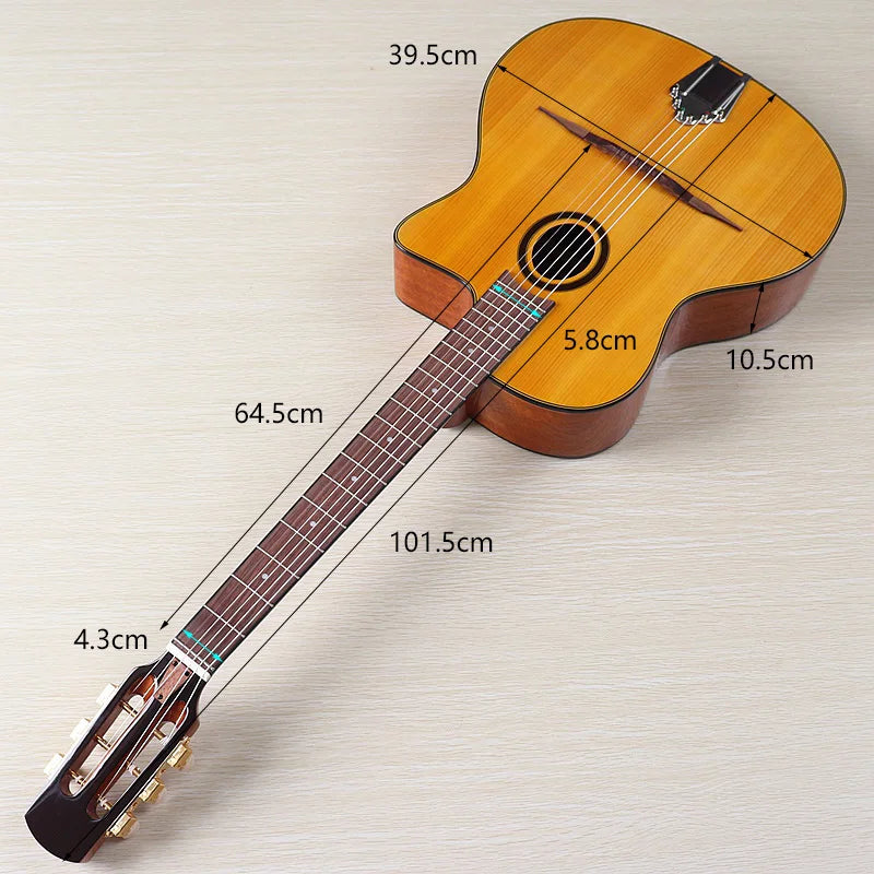 41 Inch Django Guitar Spruce Wood Top Gypsy Swing Acoustic Guitar Natural High Gloss Finish 6 String Folk Guitar Jango