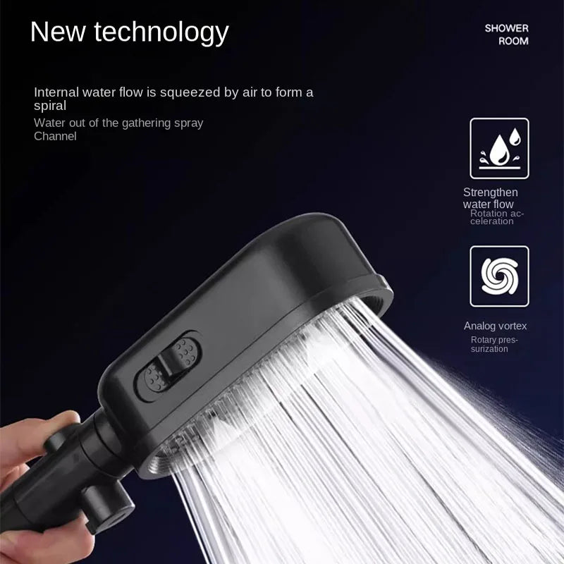 High Pressure Shower Head 3 Modes Adjustable Showerheads with Hose Water Saving One-Key Stop Spray Nozzle Bathroom Accessories