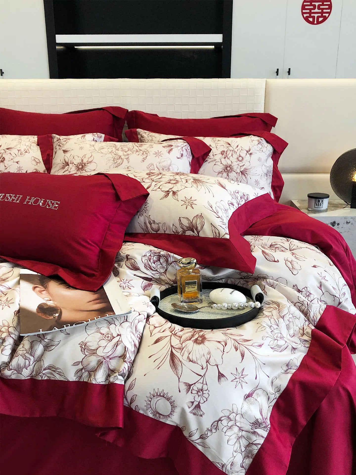 100S Egyptian Cotton Bedding Set Wedding Queen King Double Size Digital Printing  Bed Linens Duvet Cover Set Sheet Pillowcase