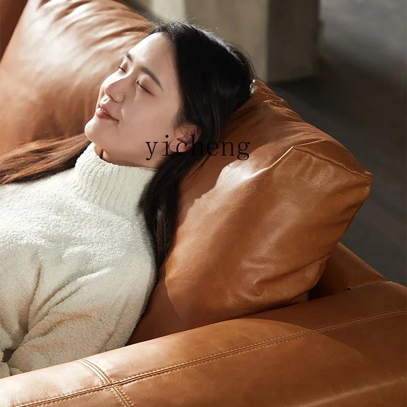 YY Post-Modern Simple Retro Oil Wax Skin Full Leather Sofa Living Room Sofa