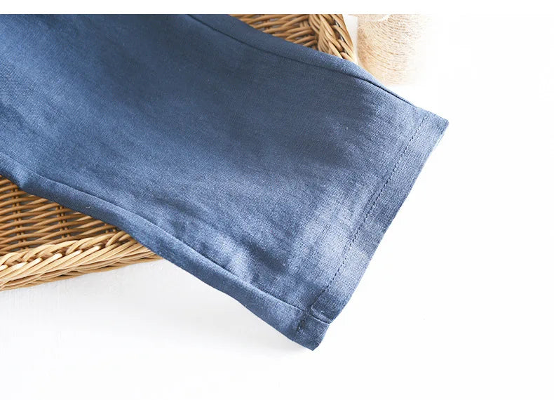 Top Selling Product In 2023 Spring Summer New Fashion 100% Linen Casual Pants Men Clothing Loose Straight Oversize Trousers